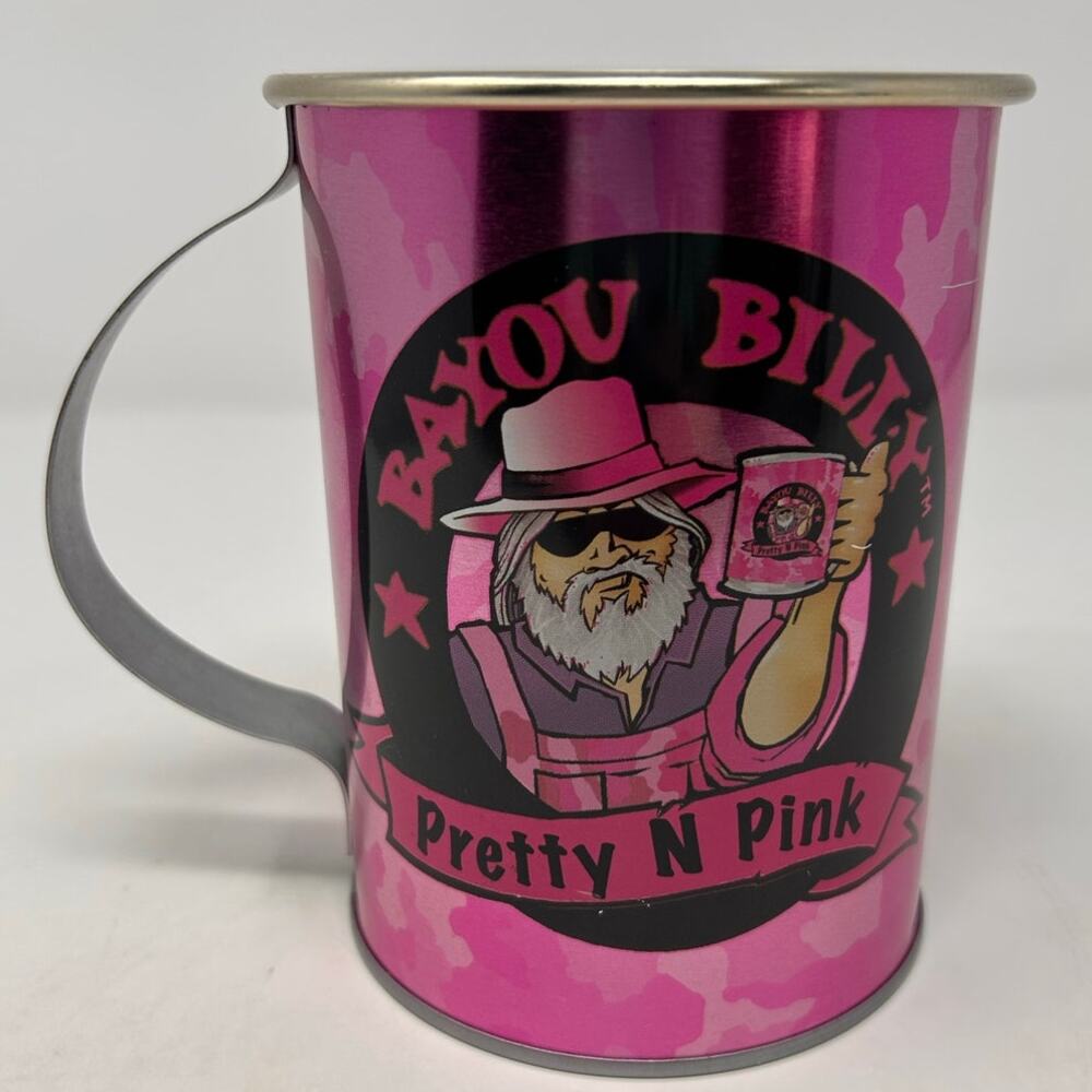 Bayou Billy Pretty n Pink 32 oz. Tin‎ Mug 'Put Some South in your Mouth'